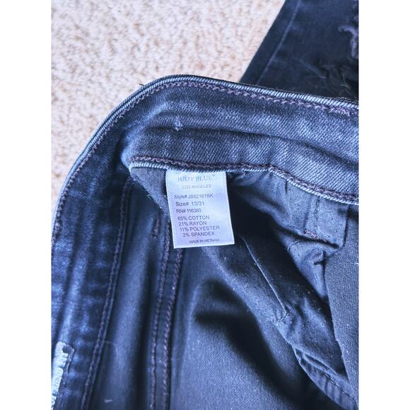 Judy Blue Boyfriend Fit Black Distressed Denim Jeans Size 31 Edgy Grunge Fall - Picture 7 of 8